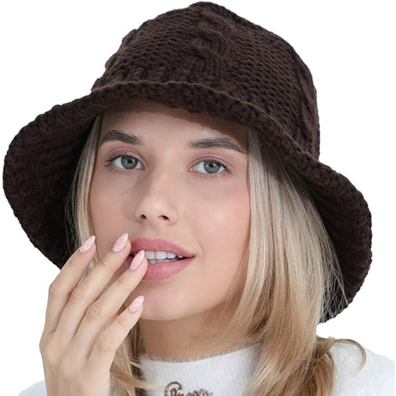 CoCopeaunt Women Slouchy Chunky Beanie Pompom Skull Bucket Hat Knit Warm Soft Trendy Fisherman Hat