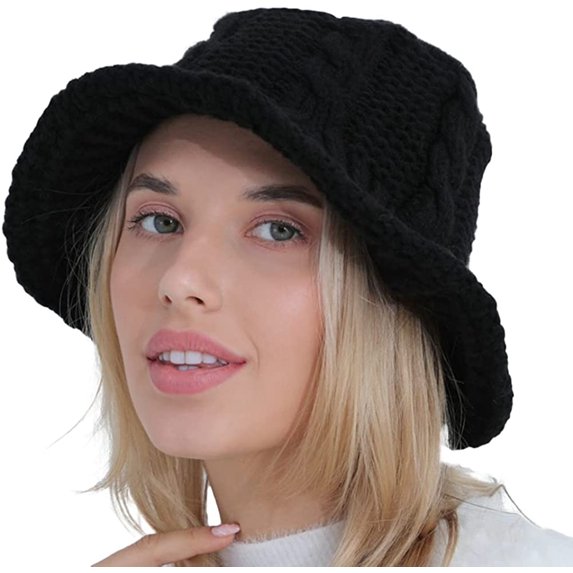 CoCopeaunt Women Slouchy Chunky Beanie Pompom Skull Bucket Hat Knit Warm Soft Trendy Fisherman Hat