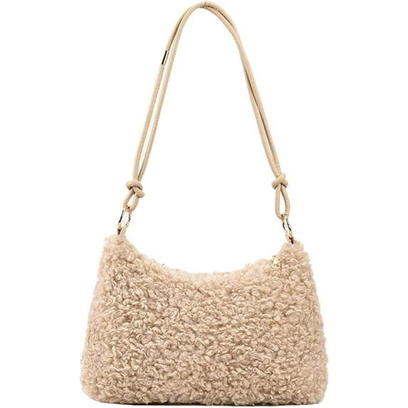 CoCopeaunt Women Tote Bag Cute Stylish Casual Shoulder Bag Fuzzy Plush Quilted Student Handbag