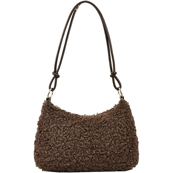 CoCopeaunt Women Tote Bag Cute Stylish Casual Shoulder Bag Fuzzy Plush Quilted Student Handbag