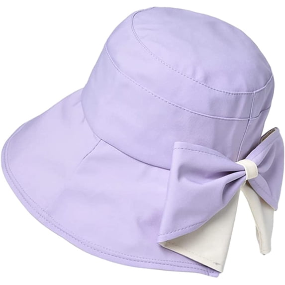 CoCopeaunt Women UV Protection Sun Hat Chic Bow Bucket Hat Wide Brim Summer Cap Elegant Soft Adjustable Hats Beach Travel Work