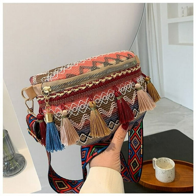 Leather Fanny Pack Chest Waist Shoulder Crossbody Bag Classic Pattern for  Women