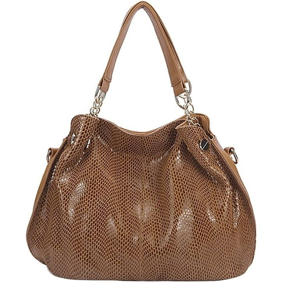 CoCopeaunt Women's Fashion Vintage Snakeskin-shape Tote Handbag Shoulder Bag Faux Leather Hobo Purse