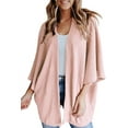 thumbnail image 1 of CoCopeaunt Women's Kimono Open Front Waffle Knit Cardigans Solid Sweater Batwing Sleeve Shawl Collared Soft Slouchy Cloak, 1 of 6