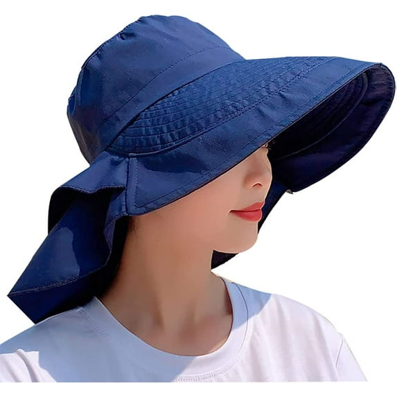 CoCopeaunt Women's Summer Sun Outdoor UV Protection Hat Foldable Wide Brim Ponytail Hole Bucket Cap for Summer Cycling,Hiking