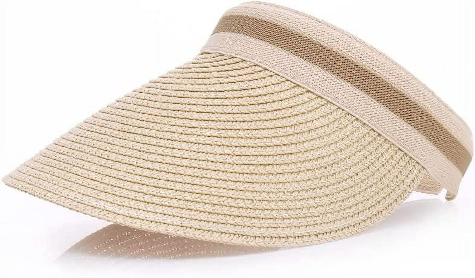 CoCopeaunt Women's Sun Hat Wide Brim Sun Visor Straw Hat,