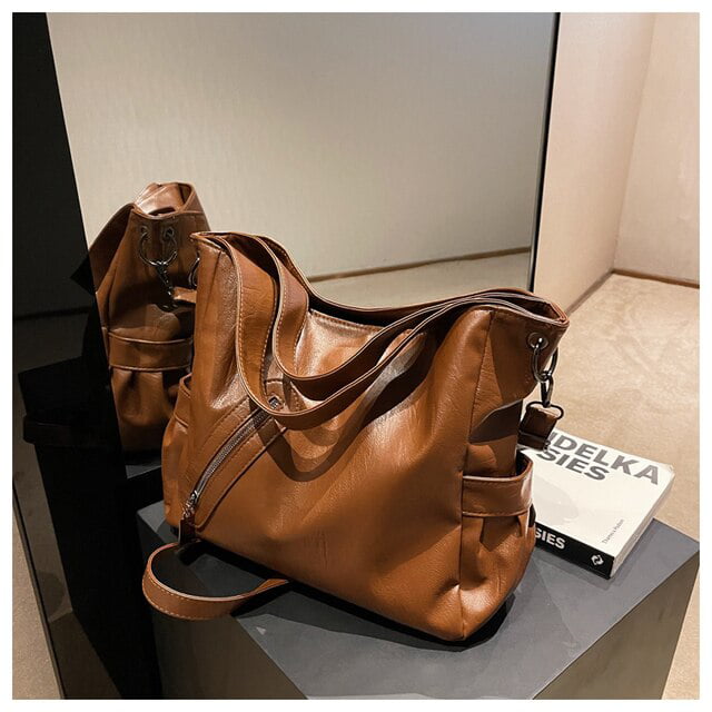 Female Casual PU Leather Bucket bag Branded Simple Trendy Luxury Crossbody  Bag For Women Solid Color Travel Shoulder Handbags