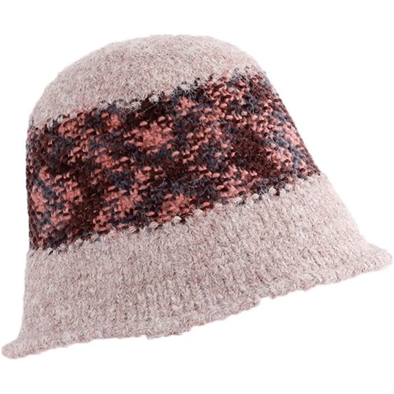 CoCopeaunts Autumn Knitting Bucket Hats for Womens Fashion Comfortable Panamas Foldable Splicing Color Roll-up Brim Knit Hat