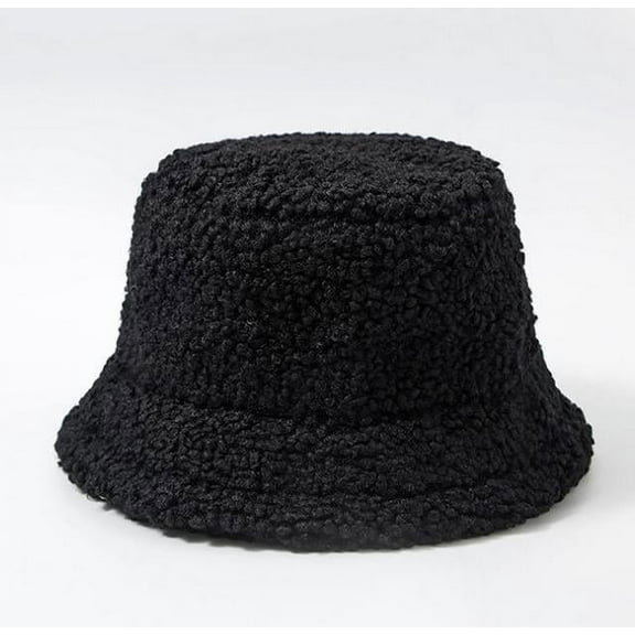 CoCopeaunts Autumn Winter Lamb Wool Women Bucket Hat Solid Color Fishermans Hats for Ladies Keep Warm Casual Cap Female Flat Top Hat