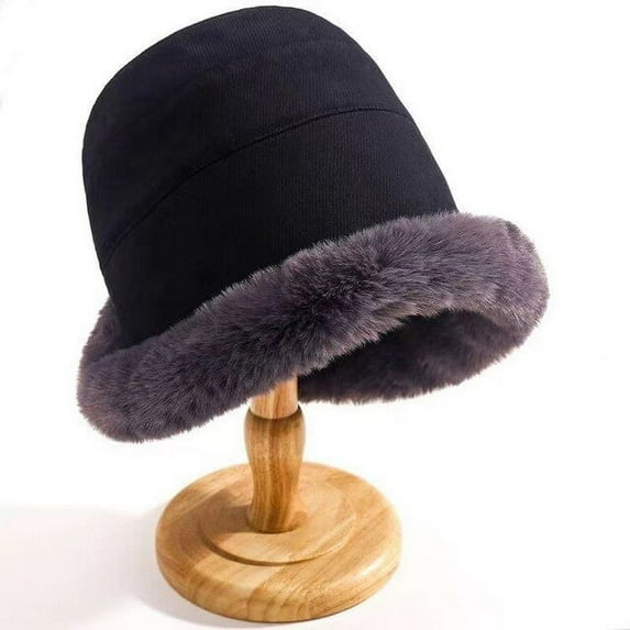 CoCopeaunts Autumn Winter Panama Hat for Women Velvet Lamb Hair Female Bucket Hat Outdoor Warm Ladies Fisherman Hat Panama Hat Bucket Hat