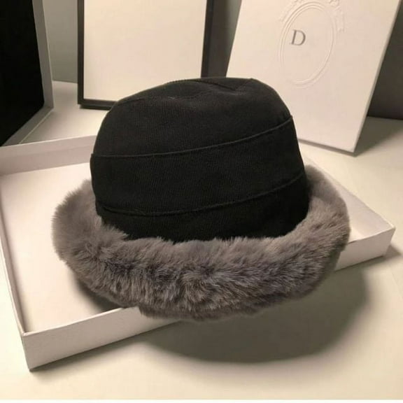 CoCopeaunts Autumn Winter Warm Bucket Hats Women Plus Velvet Lamb Hair Female Bucket Hat Casual Wide Brim Warm Outdoor Hat