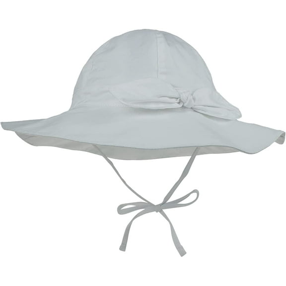 CoCopeaunts Baby Bucket Hat for Girls Bow Decorate Summer UV Protection Outdoor Headwear Basin Hat for Boy with Chin Strap