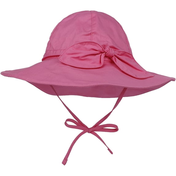 CoCopeaunts Baby Bucket Hat for Girls Bow Decorate Summer UV Protection Outdoor Headwear Basin Hat for Boy with Chin Strap