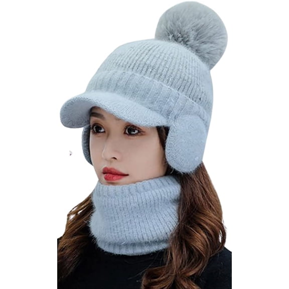 CoCopeaunts Baseball Cap Warm Earflaps Pratical with Cute Pom Pom Soft Cotton Hat Mens Outdoor Adventure Cap Winter for Womens