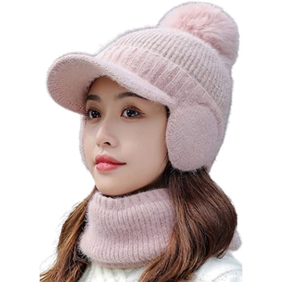 CoCopeaunts Baseball Cap Warm Earflaps Pratical with Cute Pom Pom Soft Cotton Hat Mens Outdoor Adventure Cap Winter for Womens