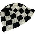 thumbnail image 1 of CoCopeaunts Beach Bucket Hat for Women Checkerboard Lattice Fisherman Hat Autumn Winter Wild Wear Hand-Woven Hollow Knitted Hat, 1 of 8