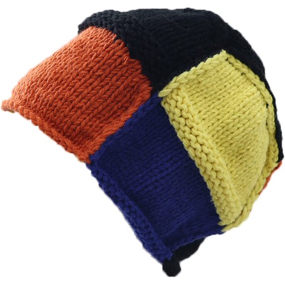 CoCopeaunts Beanie Hat for Women Cute Contrast Color Stitching Hand-Knitted Bucket Hats Autumn Winter Warm Skullies Caps