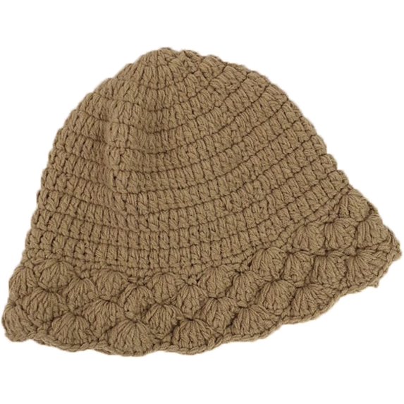 CoCopeaunts Beanie Hat for Women Four Season Solid Color Warm Knitted Hats Casual All-Match Ruffle Brim Shade Fishermen Cap