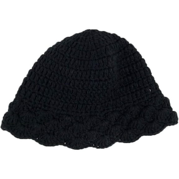 CoCopeaunts Beanie Hat for Women Four Season Solid Color Warm Knitted Hats Casual All-Match Ruffle Brim Shade Fishermen Cap