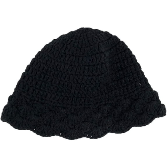 CoCopeaunts Beanie Hat for Women Four Season Solid Color Warm Knitted Hats Casual All-Match Ruffle Brim Shade Fishermen Cap
