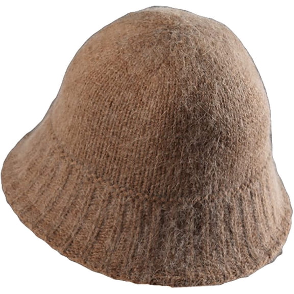 CoCopeaunts Beanie Hat for Women Winter Warm Plush Bucket Hat Solid Color Knit Hip Hop Casual Elastic Foldable Mens Skull Cap