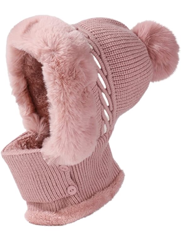 Beanie Hats for Women Fashion Winter Hat Beanie Knit Skull Cap Plush Beanies Hat Winter Beanies Hat with Pompom