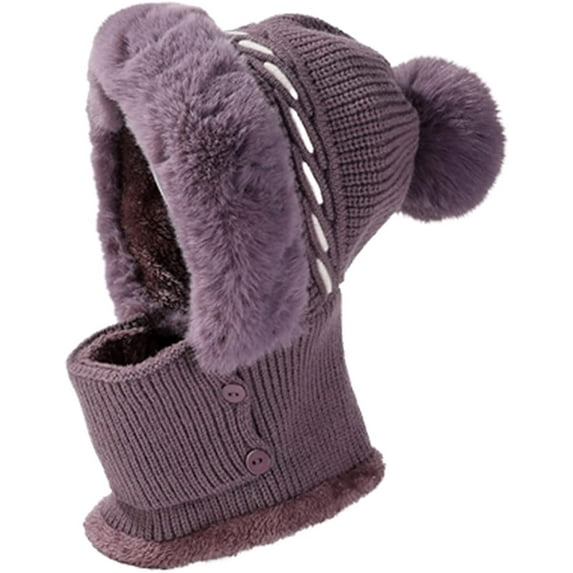 CoCopeaunts Beanie Hats for Women Fashion Winter Hat Beanie Knit Skull Cap Plush Beanies Hat Winter Beanies Hat with Pompom