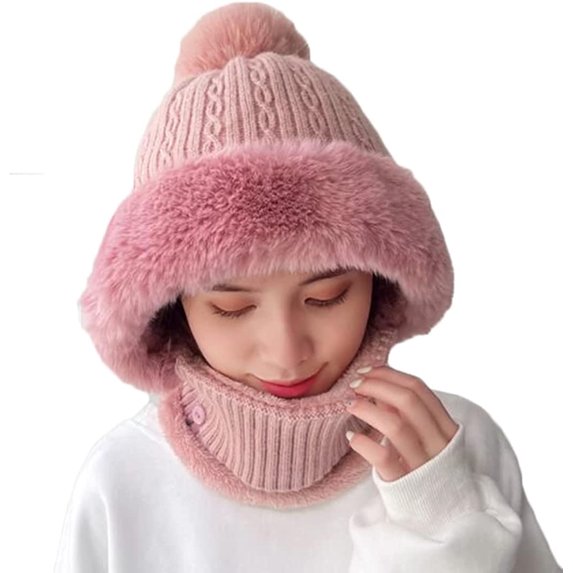 CoCopeaunts Beanie Hats for Women Fashion Winter Hat Beanie Knit Skull Cap Plush Beanies Hat with Pompom Winter Beanies Hat