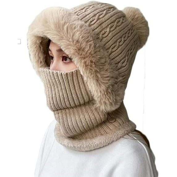 CoCopeaunts Beanie Hats for Women Fashion Winter Hat Beanie Knit Skull Cap Plush Beanies Hat with Pompom Winter Beanies Hat