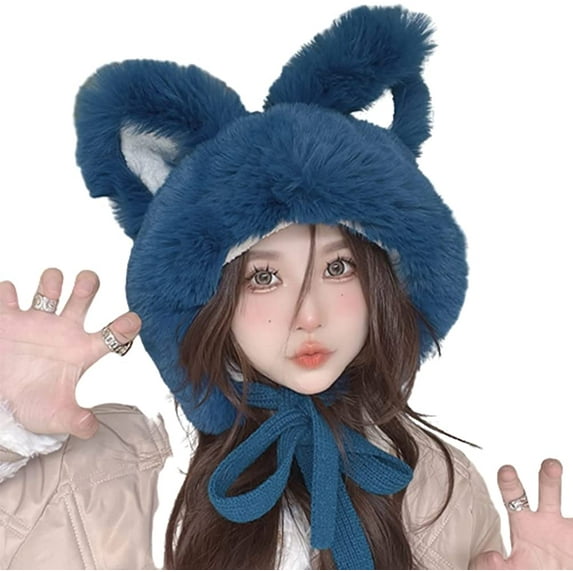 CoCopeaunts Beanie Hats for Women Fashion Winter Hat Beanie Knit Skull Cap Plush Warm Cat Ear Beanies Hat Cute Winter Beanies Hat