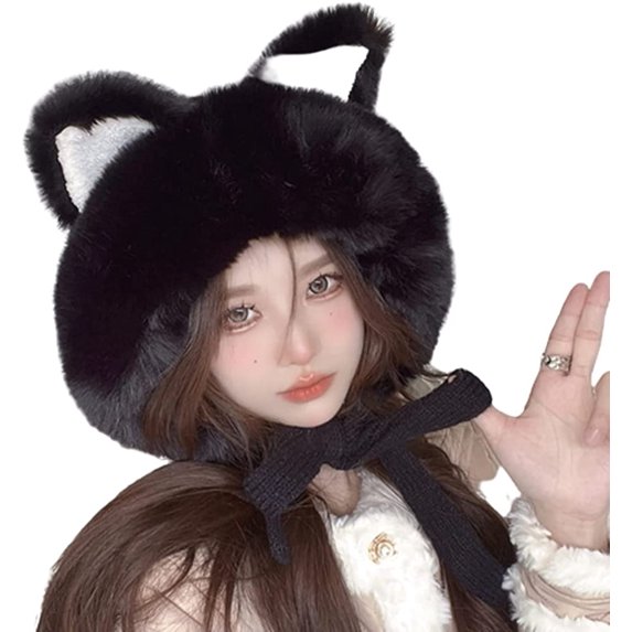 CoCopeaunts Beanie Hats for Women Fashion Winter Hat Beanie Knit Skull Cap Plush Warm Cat Ear Beanies Hat Cute Winter Beanies Hat