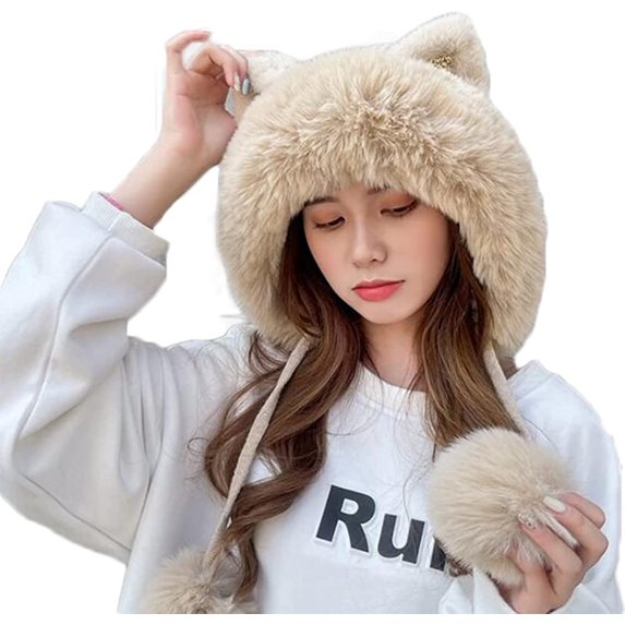 CoCopeaunts Beanie Hats for Women Winter Hat Beanie Knit Skull Cap Plush Warm Cute Cat Beanies Hat Winter Beanies Hat