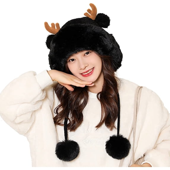 CoCopeaunts Beanie Hats for Women Winter Hat Beanie Knit Skull Cap Plush Warm Cute Elk Beanies Hat Winter Beanies Hat Christmas Hat