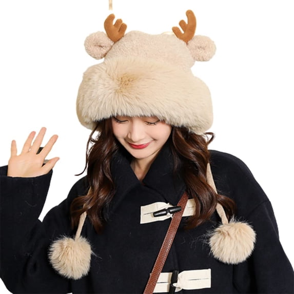 CoCopeaunts Beanie Hats for Women Winter Hat Beanie Knit Skull Cap Plush Warm Cute Elk Beanies Hat Winter Beanies Hat Christmas Hat