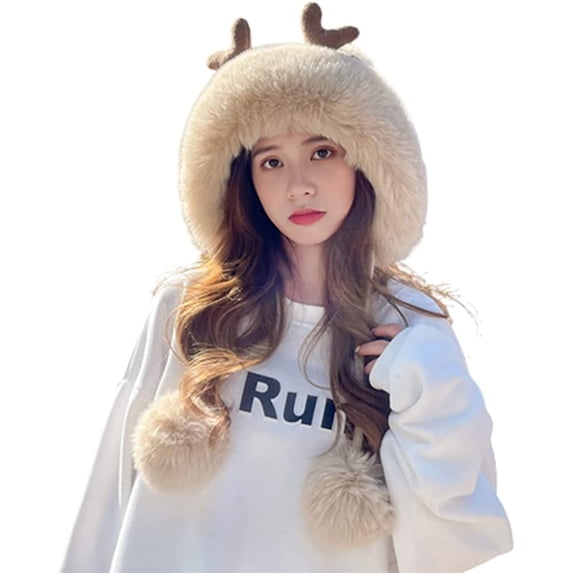 CoCopeaunts Beanie Hats for Women Winter Hat Cute Elk Beanies Hat Beanie Knit Skull Cap Plush Warm Winter Beanies Hat Christmas Hat