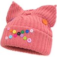 thumbnail image 1 of CoCopeaunts Beanies Hat for Women Fashion Knit Skull Beanie Cap Plush Warm Buttons Beanies Hat Cute Cat Ear Hat Winter Beanies Hat, 1 of 7