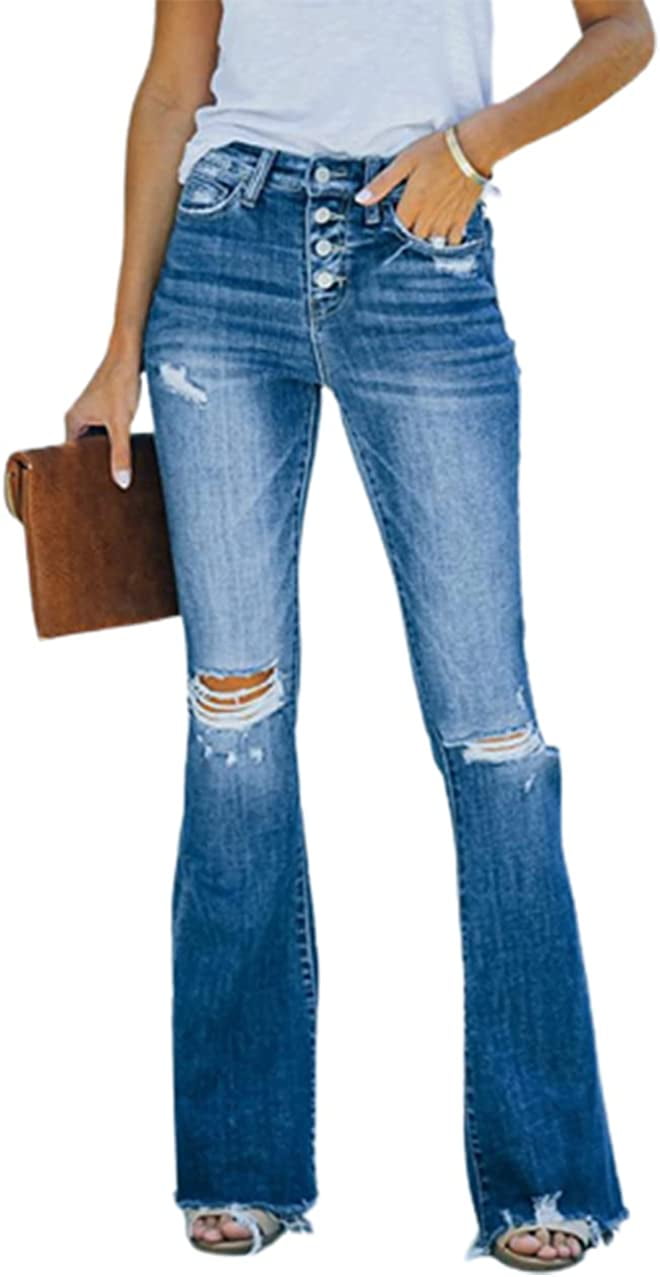 CoCopeaunts Bell Bottom Jeans for WomenHigh Waisted Flare Stretchy