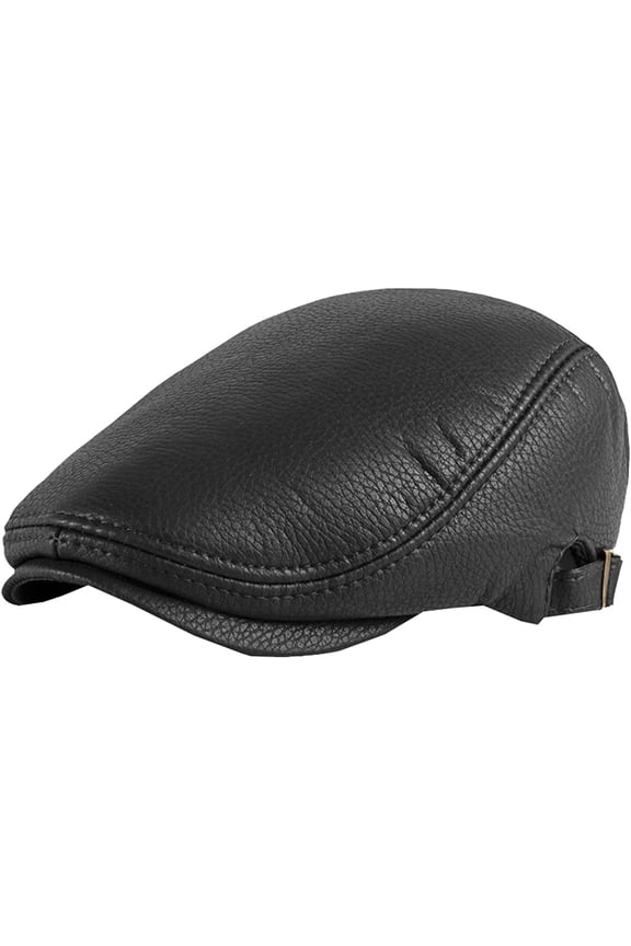 Beret Hat PU Leather Hat Men Women Adjustable Gastby Ivy Flat Cap Retro Artist Painter Hat Men Newsboy Cap