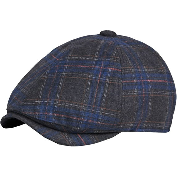 CoCopeaunts Beret Hats for Men 6 Panels Octagonal Newsboy Cap Retro Plaid Artist Painter Beret Hat Ivy Cap Autumn Winter Hat