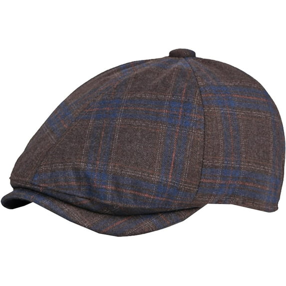 CoCopeaunts Beret Hats for Men 6 Panels Octagonal Newsboy Cap Retro Plaid Artist Painter Beret Hat Ivy Cap Autumn Winter Hat