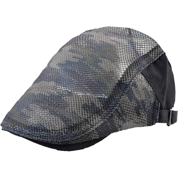 CoCopeaunts Beret Hats for Men Fashion Camouflage Mesh Peaked Cap Women Summer Visor Adjustable Streetwear Newsboy Cap Unisex