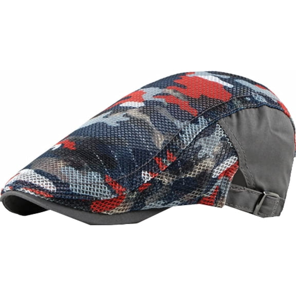 CoCopeaunts Beret Hats for Men Summer Sun Breathable Men Trucker Mesh Cap Adjustable Camouflage Ivy Flat Cap Newsboy Hat