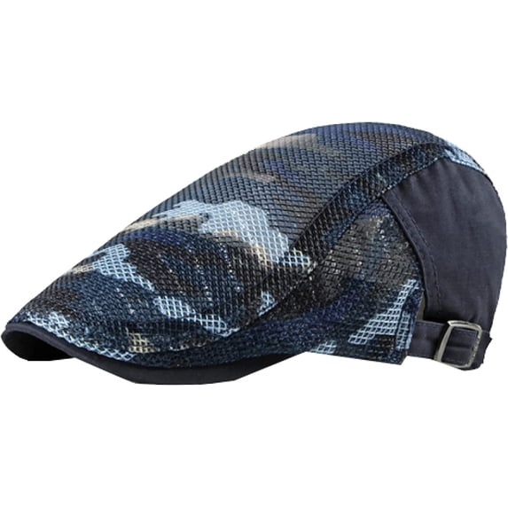 CoCopeaunts Beret Hats for Men Summer Sun Breathable Men Trucker Mesh Cap Adjustable Camouflage Ivy Flat Cap Newsboy Hat