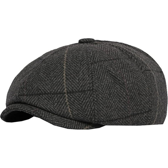 CoCopeaunts Beret for Men Women Autumn Winter Plaid Flat Beret Cap Vintage Artist Painter Octagonal Newsboy Cap