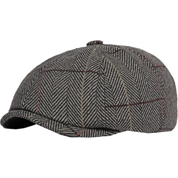 CoCopeaunts Beret for Men Women Autumn Winter Plaid Flat Beret Cap Vintage Artist Painter Octagonal Newsboy Cap