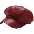 thumbnail image 1 of CoCopeaunts Beret for Men Women PU Octagonal Winter Warm Leather Newsboy Cap Female Korean Windproof Retro Artist Painter Hat, 1 of 8