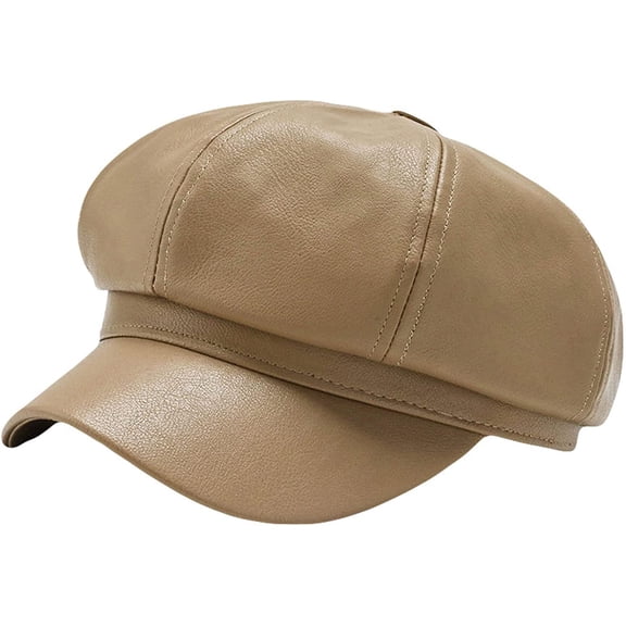 CoCopeaunts Beret for Men Women PU Octagonal Winter Warm Leather Newsboy Cap Female Korean Windproof Retro Artist Painter Hat