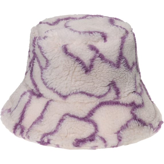 CoCopeaunts Black Bucket Hat Wave Stripes Plaid Basin Cap Trend Warm Winter Models Fisherman Cap for Women Girls Hundred