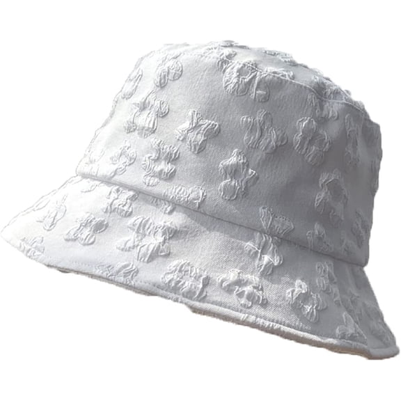 CoCopeaunts Black Bucket Hat for Women Floral Design Leisure Sweet Ladies Bucket Cap Female Summer Holiday Travel Basin Hat