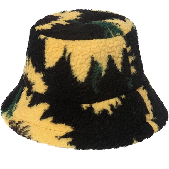 CoCopeaunts Black Bucket Hat for Women Outdoor Foldable Fisherman Hat for Men Lambs Wool Cute Girls Casual Winter Warm Basin Hat